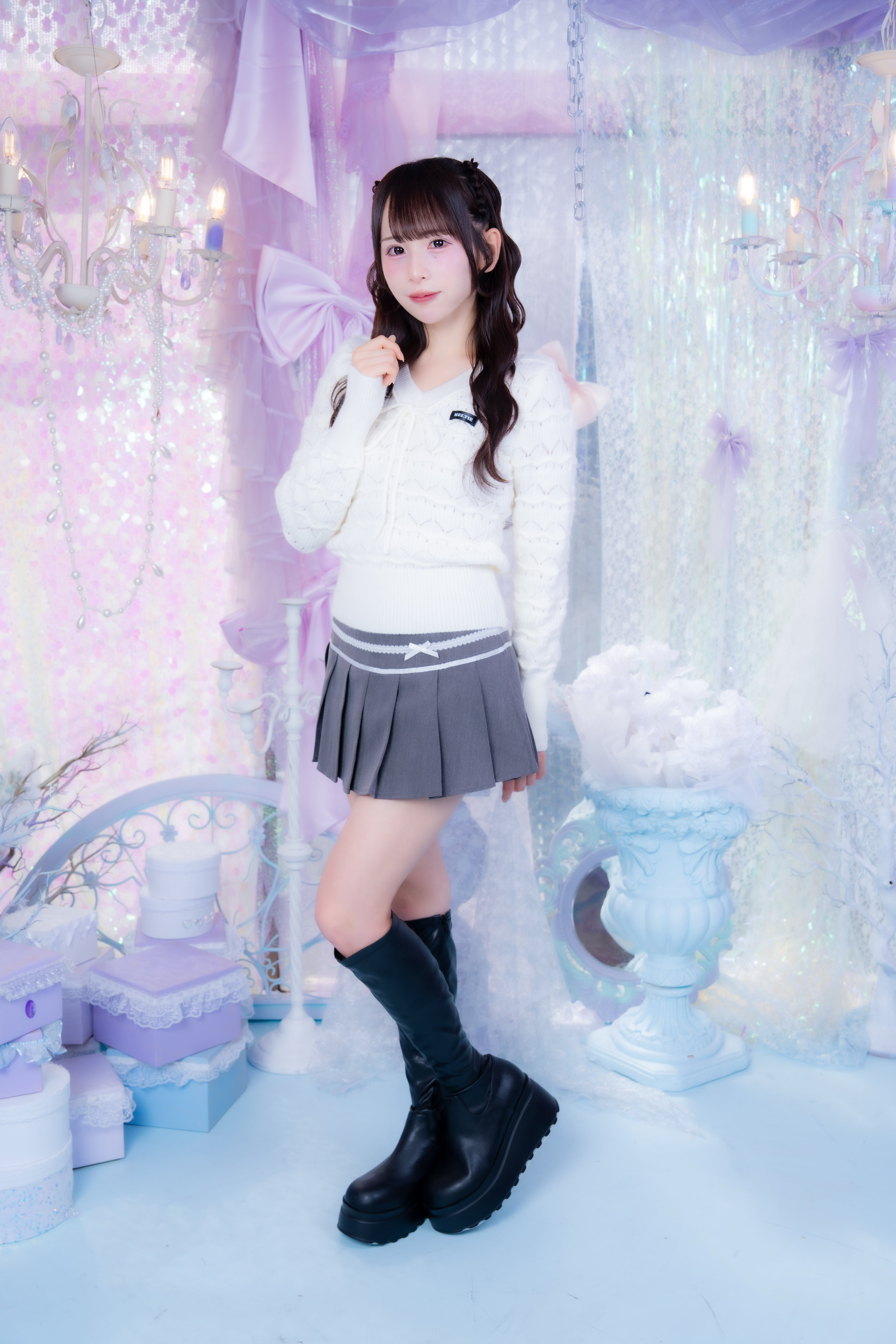 Sweet Ribbon Pleats Skirt
