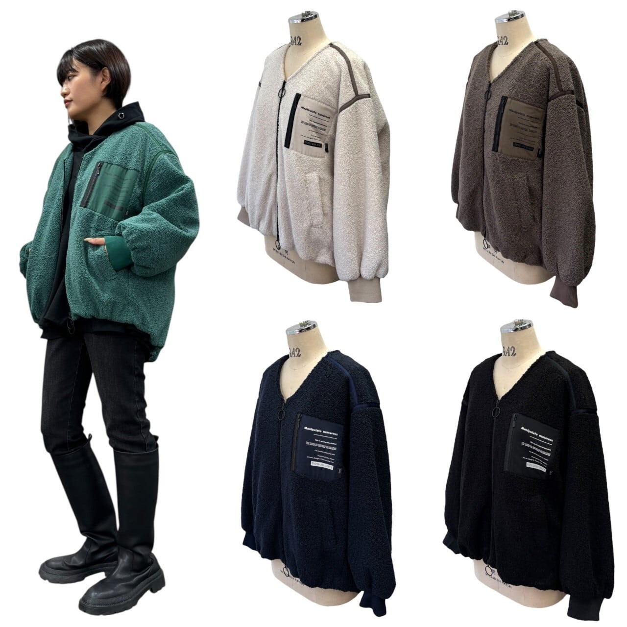 SALE【ayane】ノーカラー裏キルトボアブルゾン 896102 アヤン | red earth