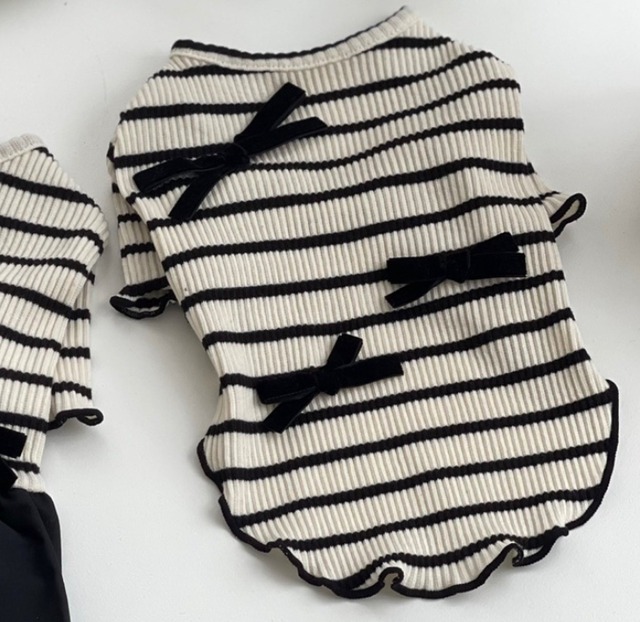 予約【Hug me】rebbon border  tops