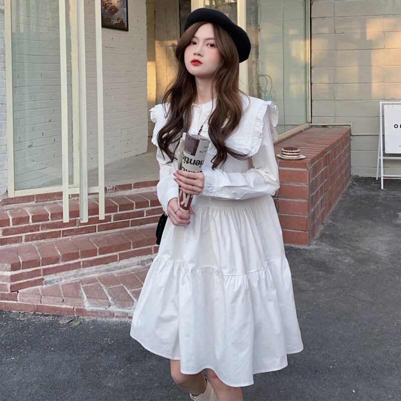 スプリングスタイルカラードレス ルーズ薄手Aラインスカート 大人ガーリー スウィート キュート カジュアル 春物 萌量不足43747725594