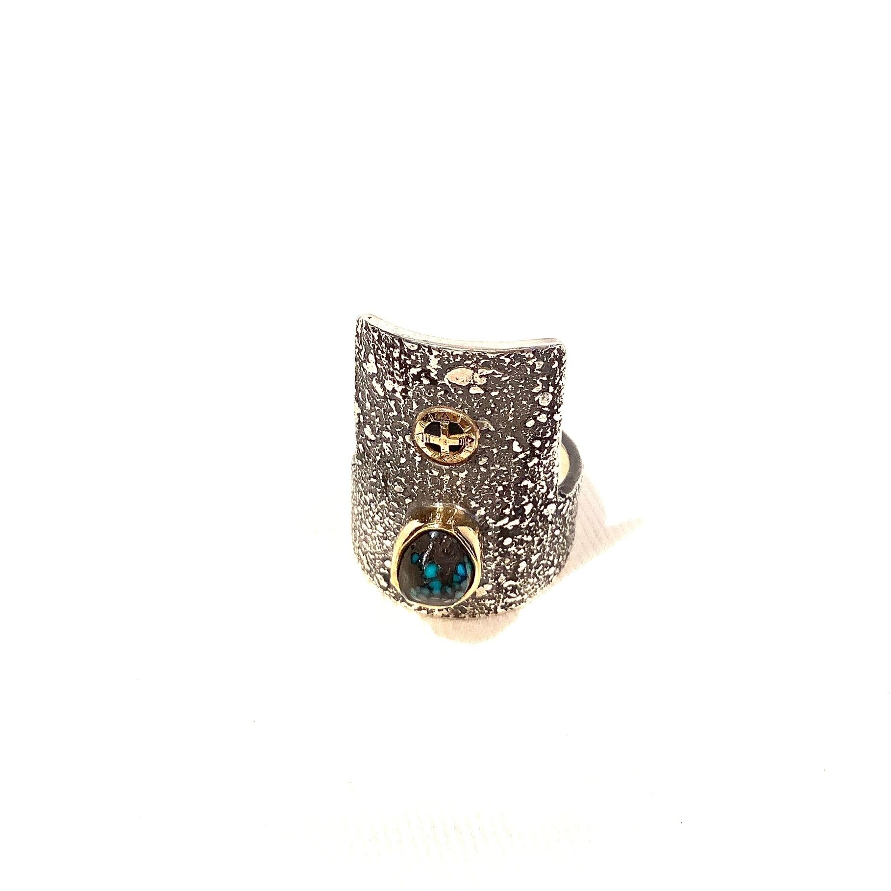 ランダーブルーターコイズリング ゴールドベゼル 18KGoldBezel