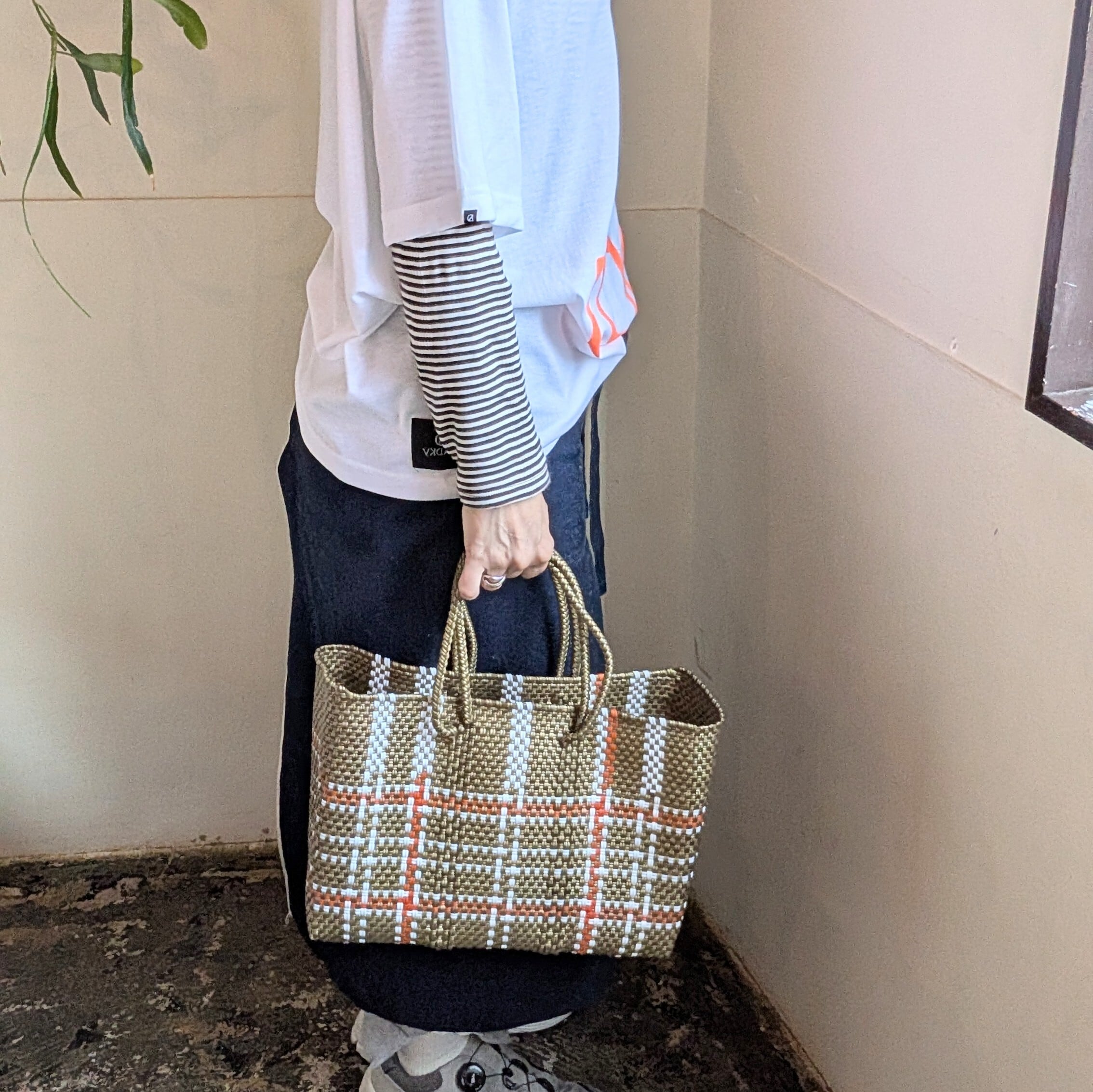 Mercado Bag ］手編みのメルカドバッグ Mサイズ横長 / Made in Mexico