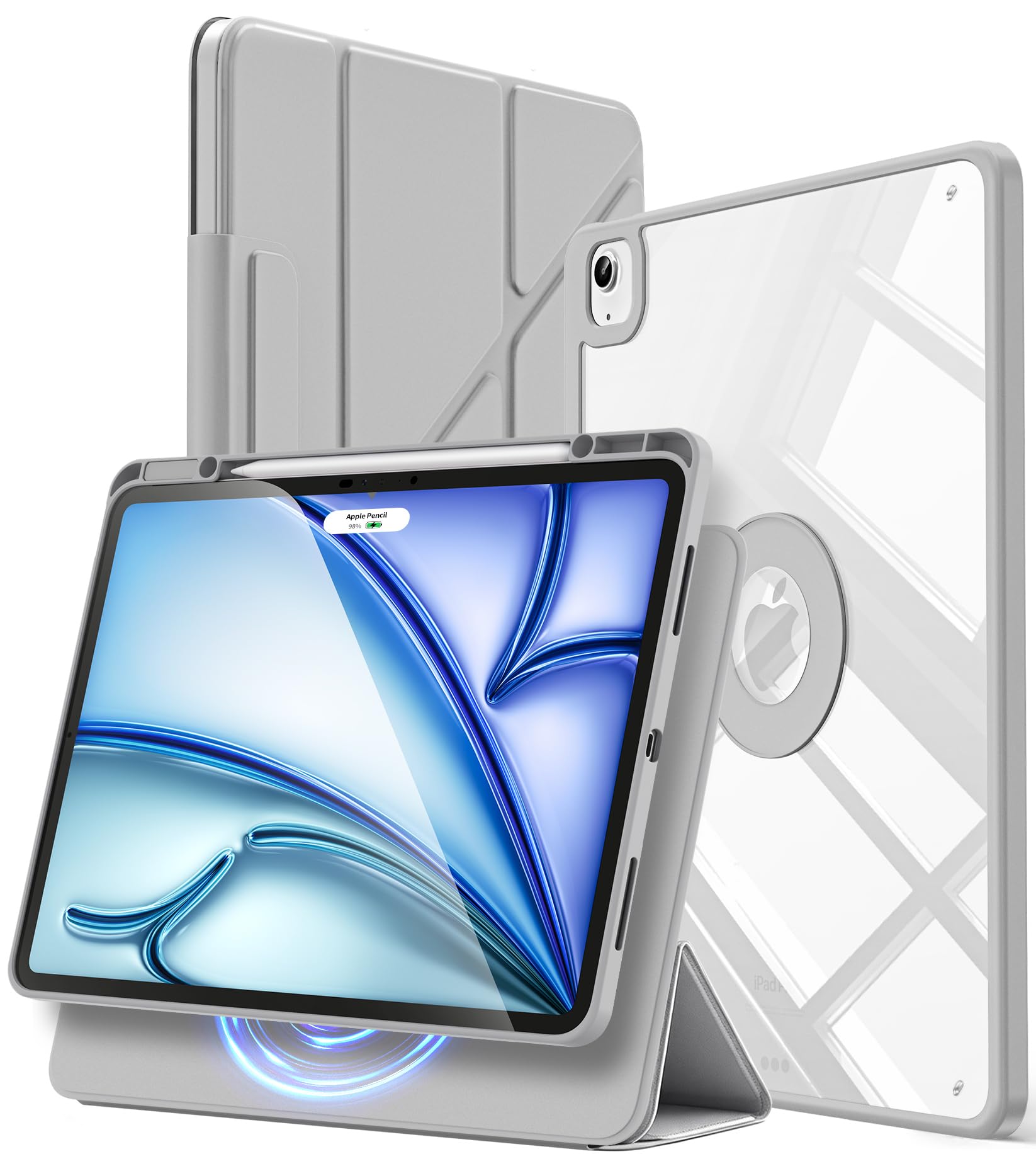 iPad Air 11インチ ケースM4/M3/M2 iPad Air第5/4世代 iPad Pro 11インチケース 全面保護・マグネット着脱式