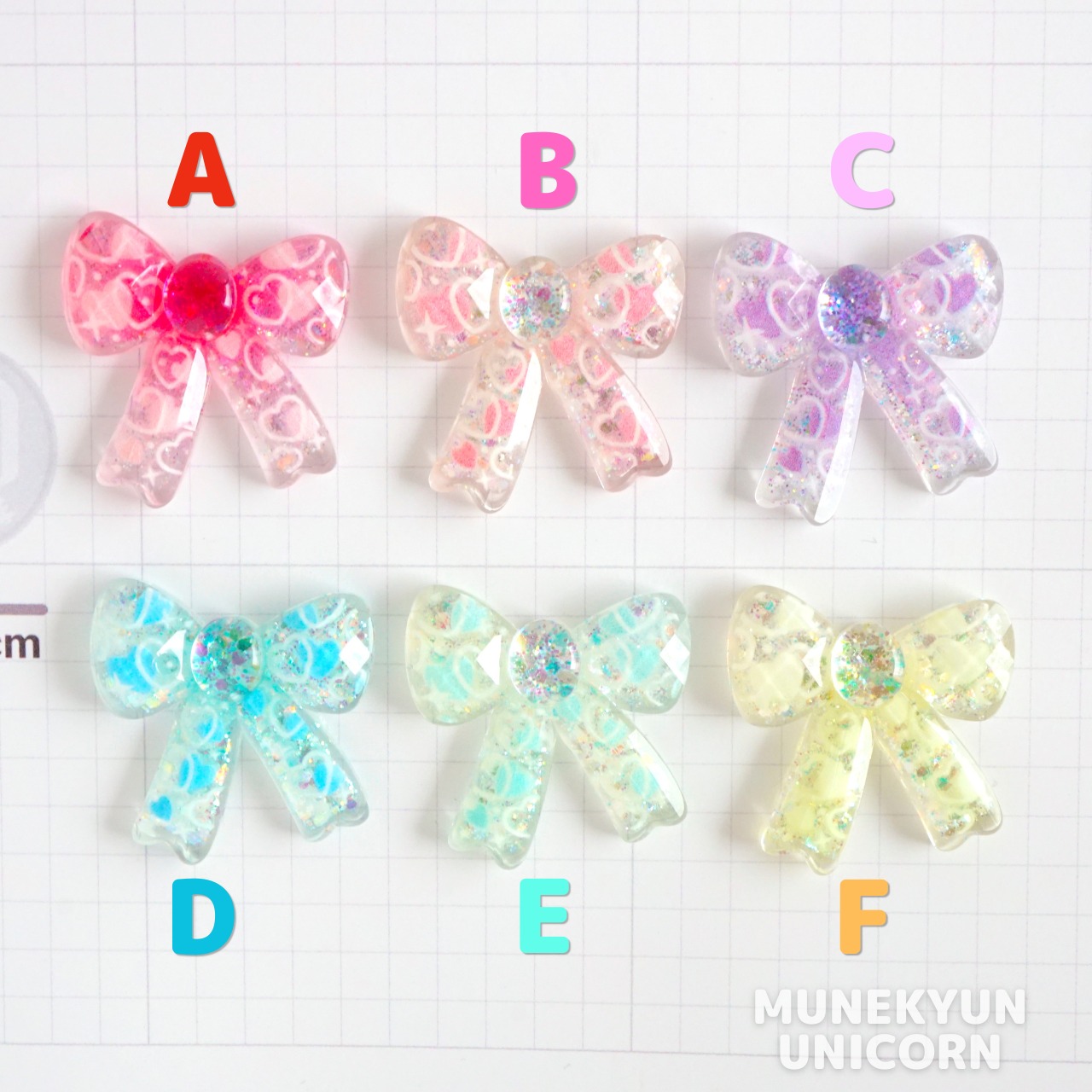 #D671【1個/1pc】キラキラ ラメ プリント入り リボン パーツ/ Sparkly glitter printed ribbon cabochon