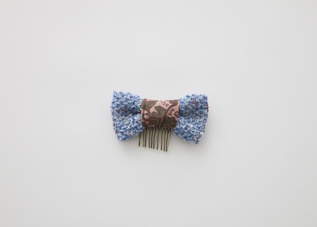 【 eLfin Folk 26AW 】 Tweed Ribbon Alisc Band / light blue