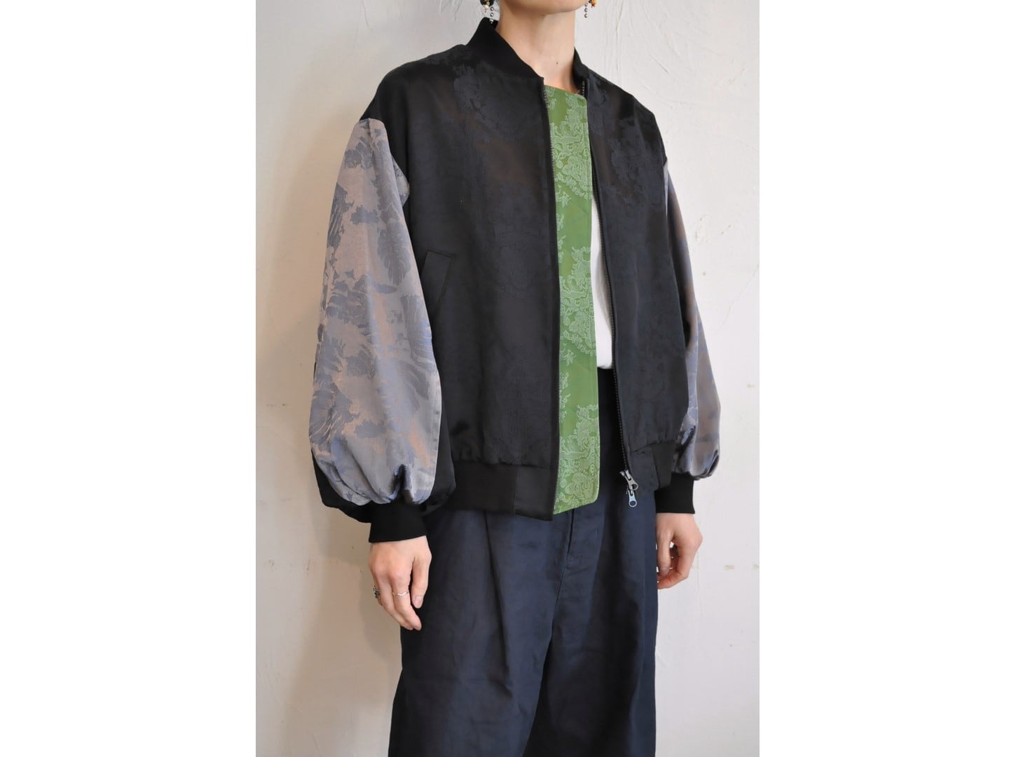 トーマスマグパイ リーフ柄ジャガードブルゾン thomas magpie】jacquard blouson /【トーマスマグパイ】 ジャガード