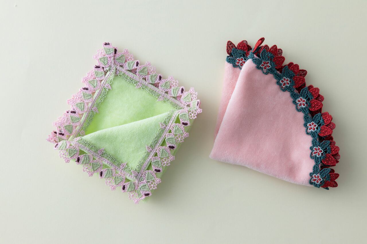 近沢レース 桜並木 茶道 だるま LOVE タオルハンカチ 5枚セット くから 