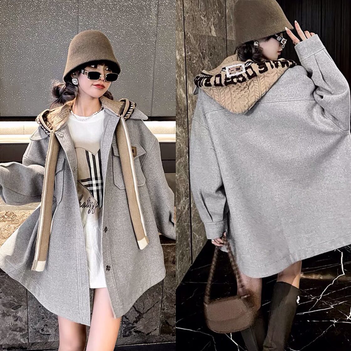 ZARA ライトグレー フード付きコート 【晴れ】様 ZARA フード付き 
