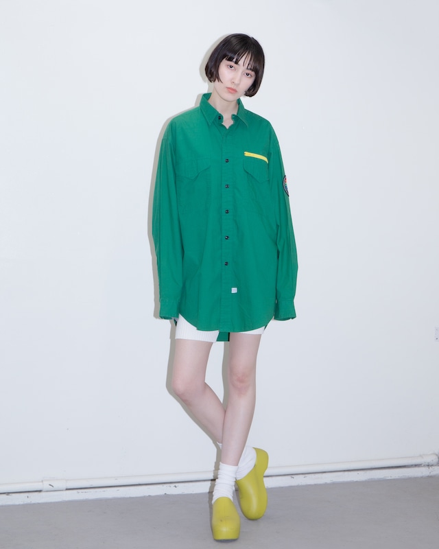 1990s Ralph Lauren - oversized shirt w/neon zipper