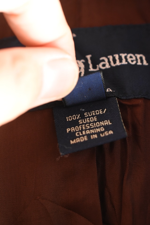 OK／80-90's "Ralph Lauren" nubuck leather harf coat