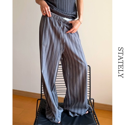 Stripe Linen ワイドパンツ/2color_B60 画像