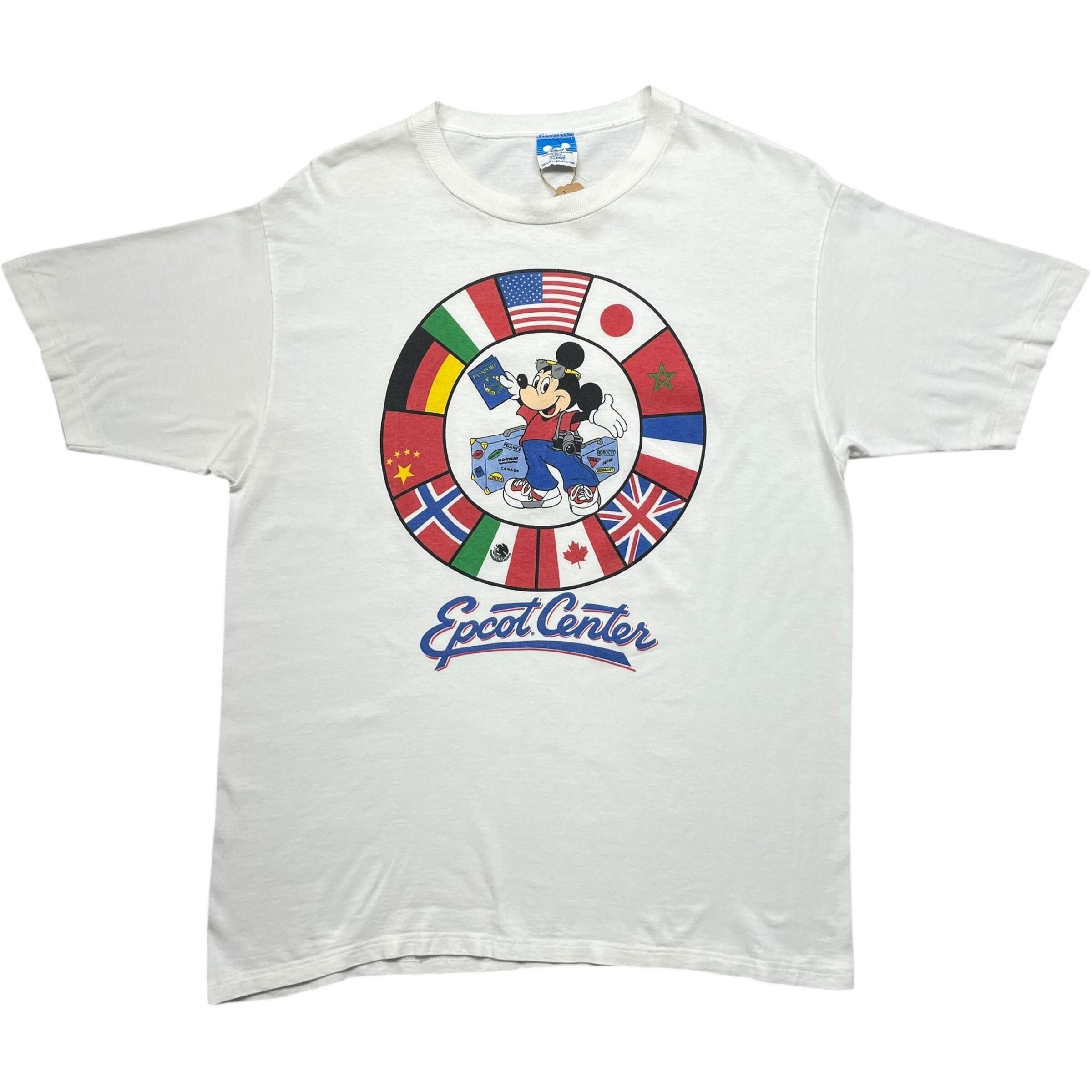 《XL》Disney ディズニー Tシャツ ミッキーマウス フロントプリント シングルステッチ ホワイト USA製 90年代 vintage no.7632