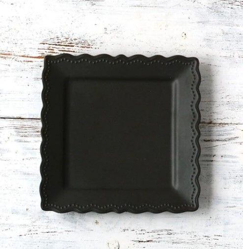 花プレート スクエア 四角 21cm 艶なし ブラック(マットブラック)
