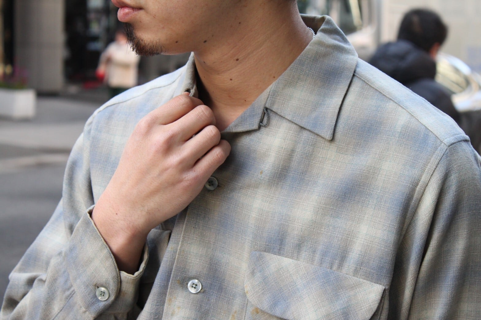 60s PENDLETON Ombre Check Wool Open Collar Shirt | VOLAR