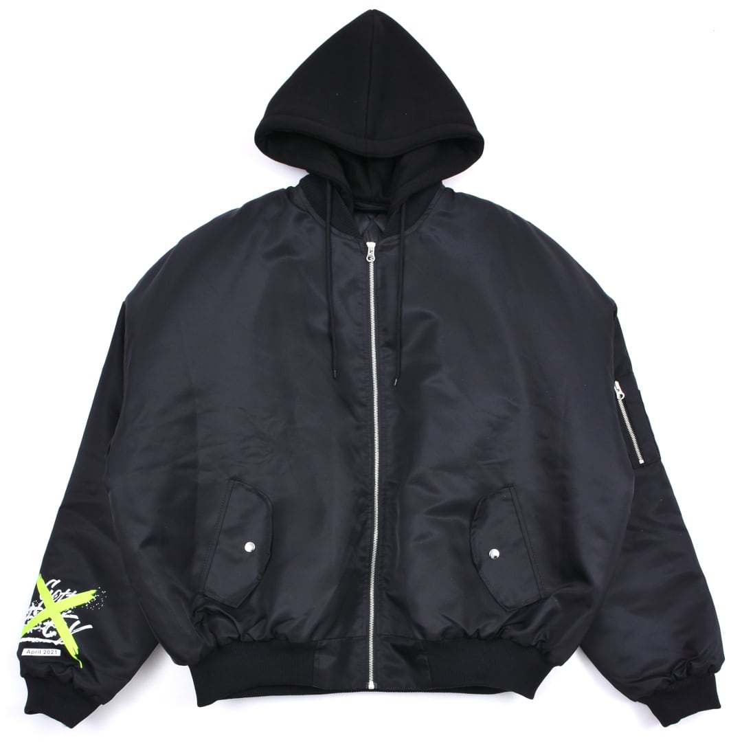 X BACK LOGO フードMA-1 | VOLCAN&APHRODITE