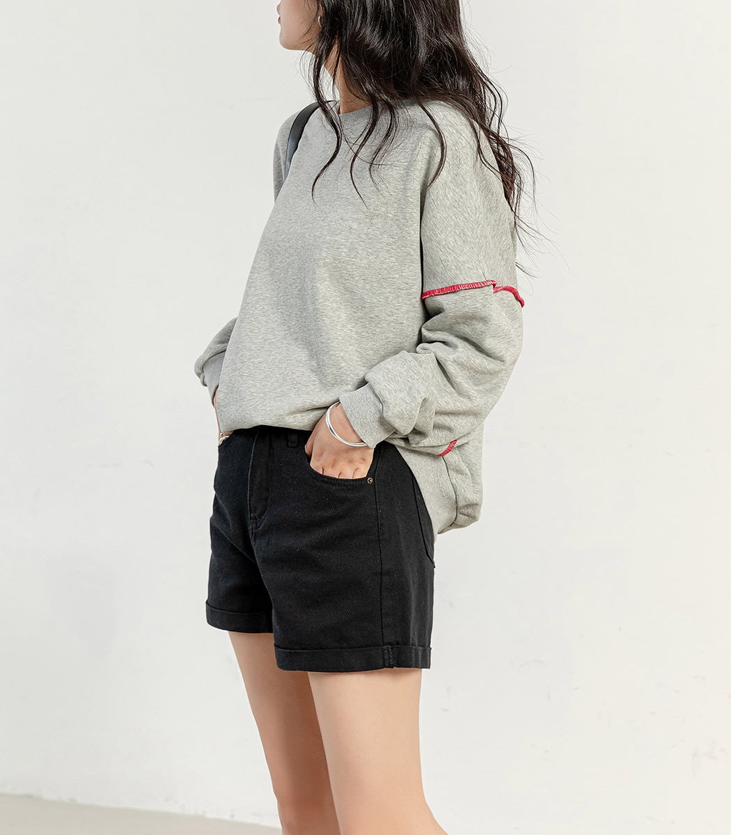 宅配便】バイカラーオーバーロックスウェット／tops2096 | DAY CLOSET