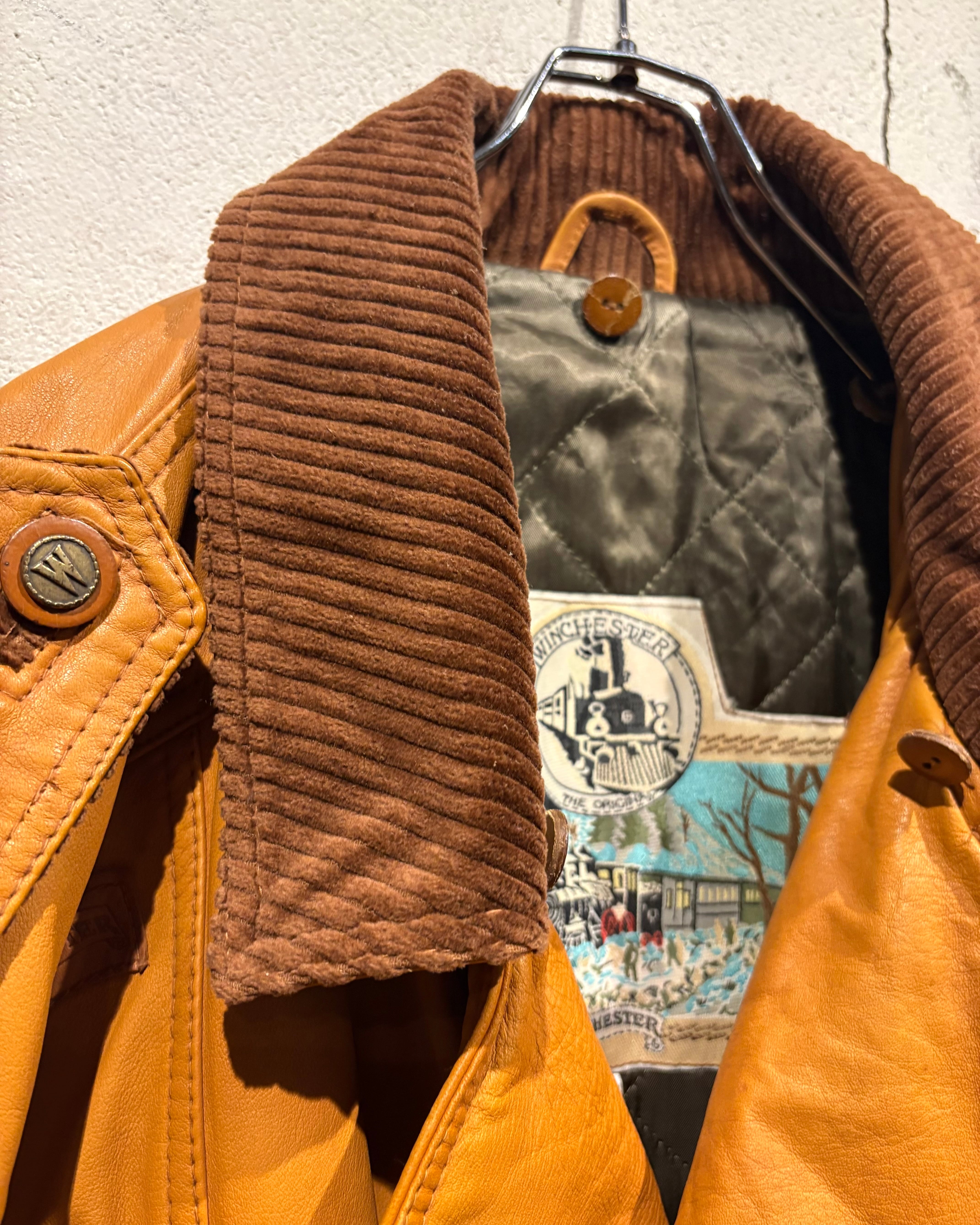 Caka otto】80's “Winchester“ Motorcycle Motif Design Euro Vintage