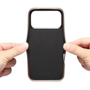 ◆iPhone 17/16/15/14/13/Pro/Pro Max/Plus/Air◆ Leather Texture Gold Frame Case / レザー テクスチャ ゴールド フレーム スマホケース