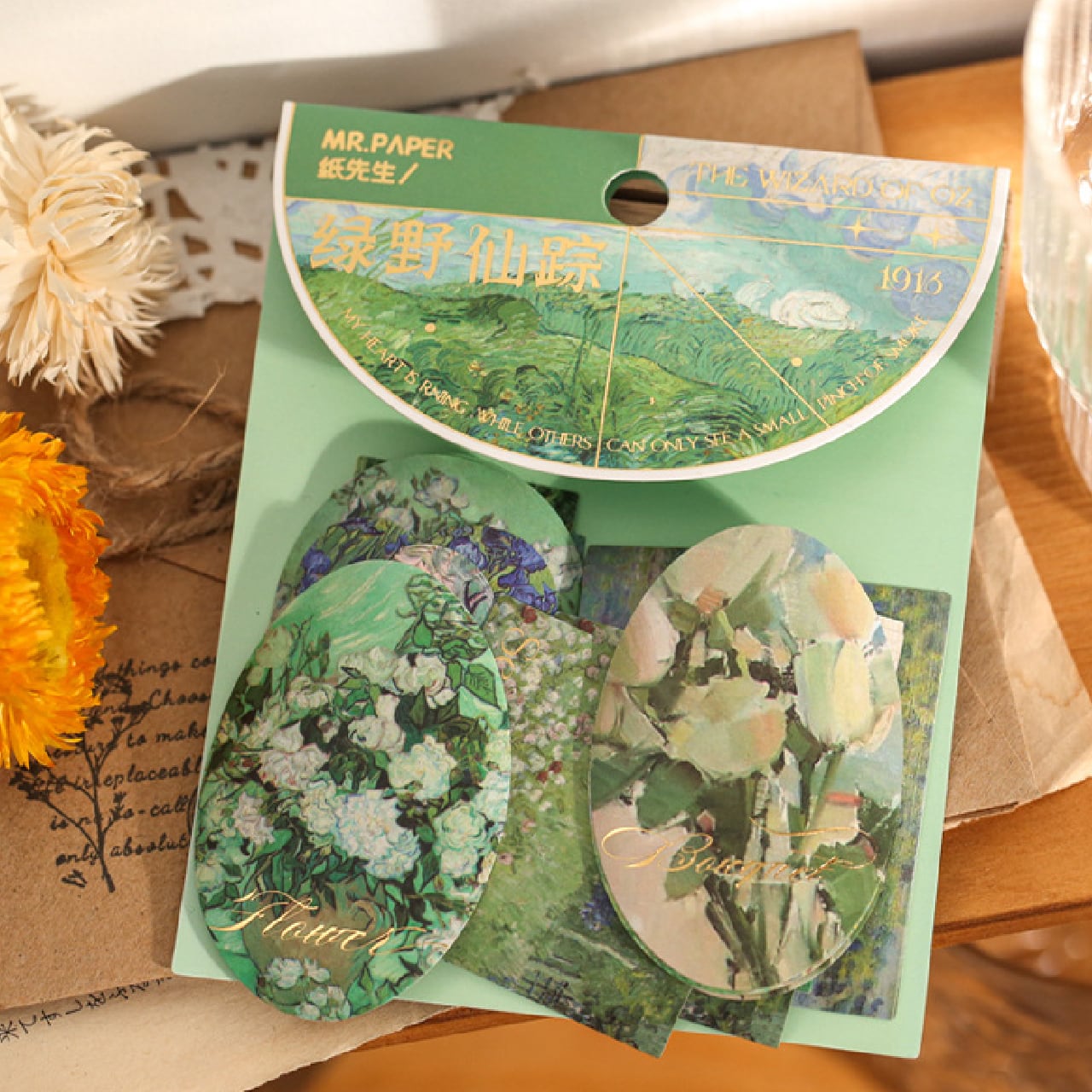 レトロ アンティーク調 シール 4種 40枚 海外 箔押し ステッカー