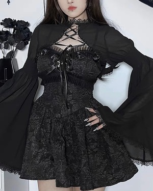【予約】gothic lace flare sleeve blouse
