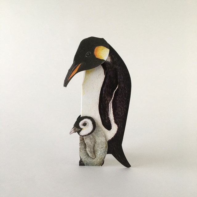 動物の立体グリーティングカード「ペンギン」｜Animal Folding Card "Penguins"