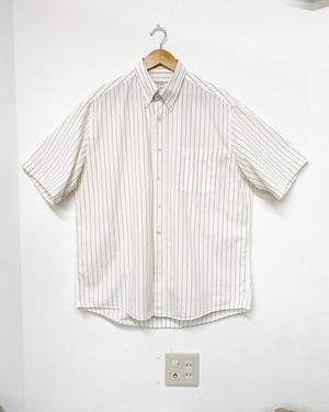 90sYvesSaintLaurentPourHomme Cotton Broad Stripe BD Shirt/XL