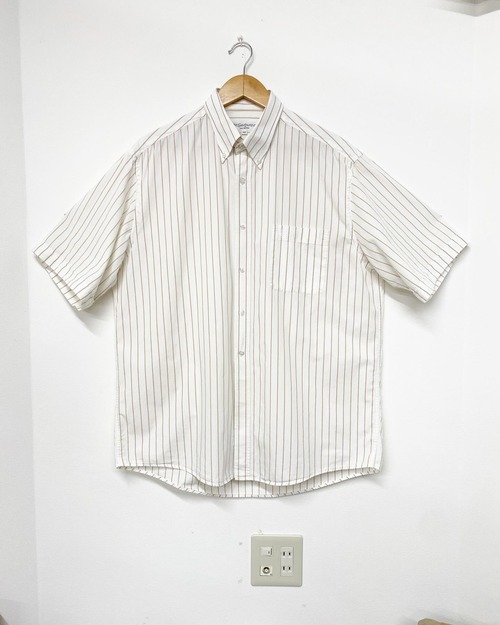 90sYvesSaintLaurentPourHomme Cotton Broad Stripe BD Shirt/XL