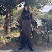 bicolor line flare sleeve PO/blue×black