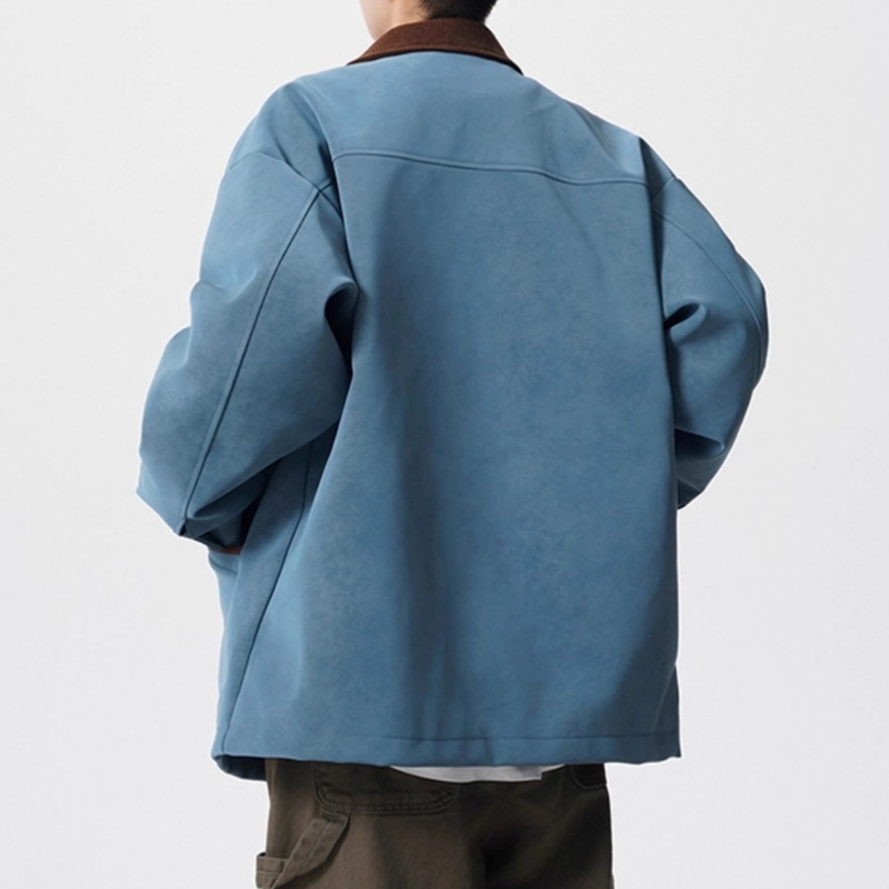 Zip-up hip-length oversized jacket ◇2color H0912