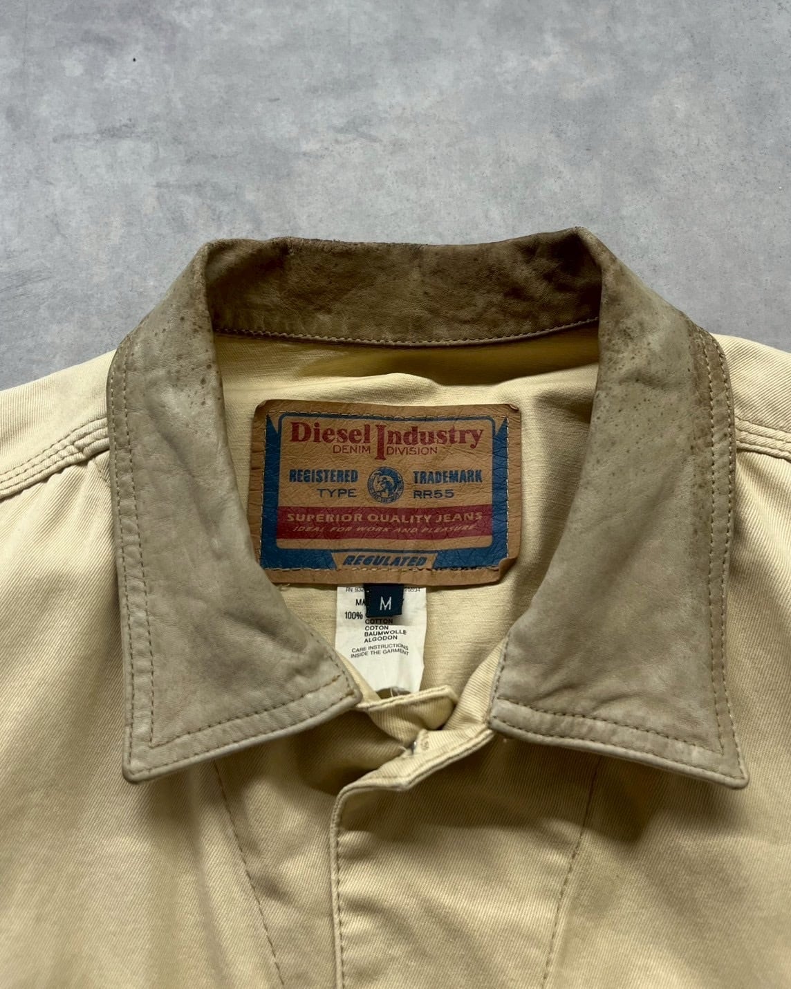 90s DIESEL Leather Collar Cotton Trucker Jacket ITALY製 | VOLAR