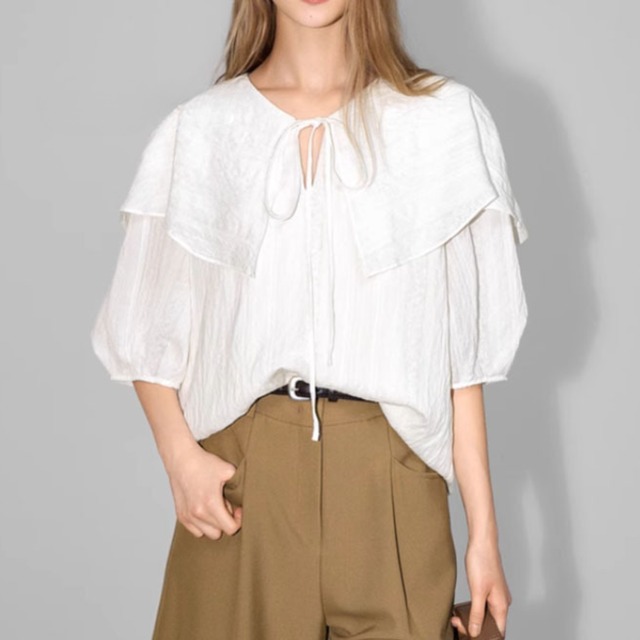 Volume collar sleeve blouse