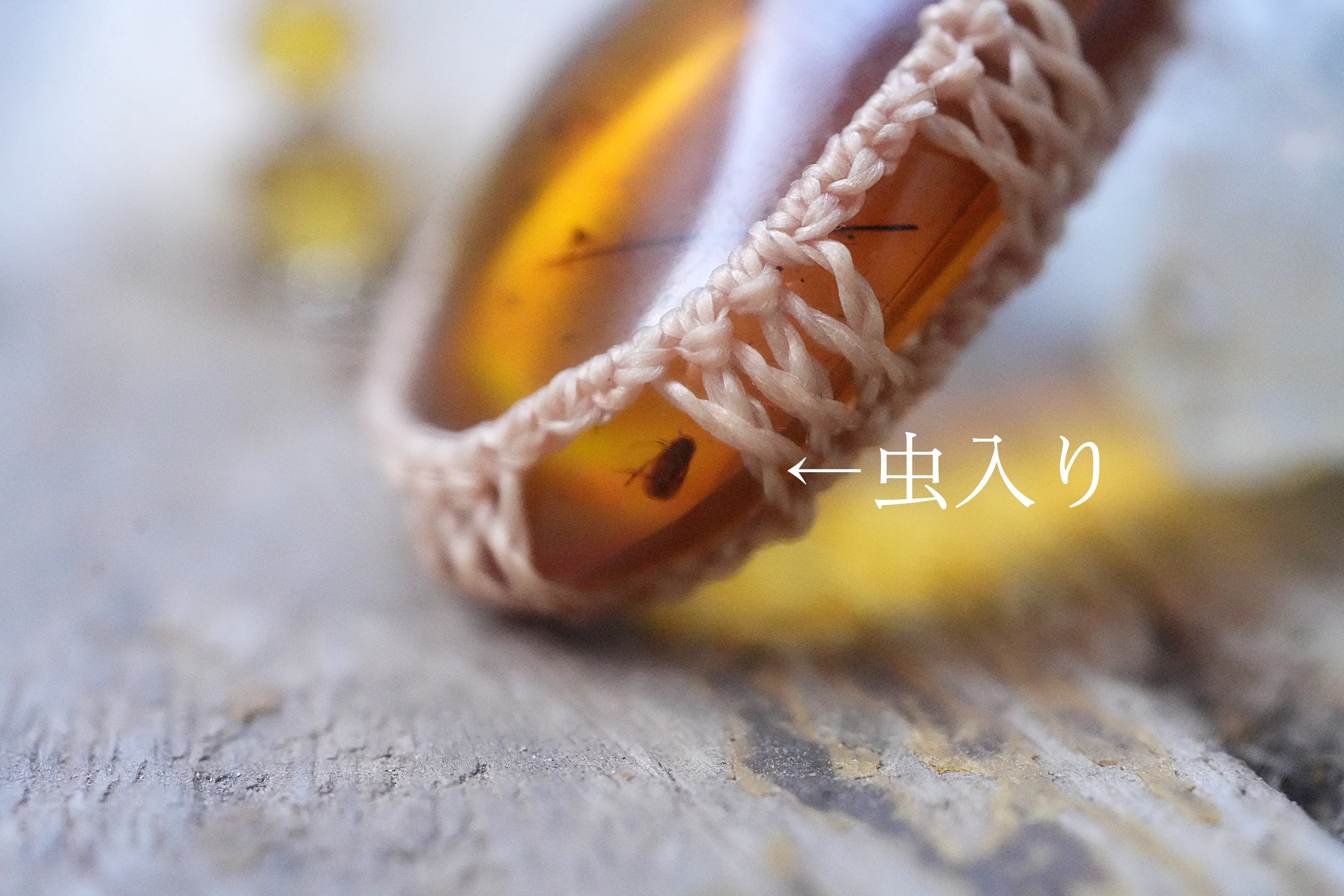 琥珀☆特大虫入り☆アンバー マクラメネックレス1543 | Funky garuda