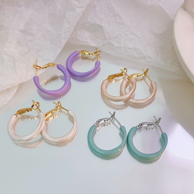 不規則エナメルドロップピアス - YINIAN