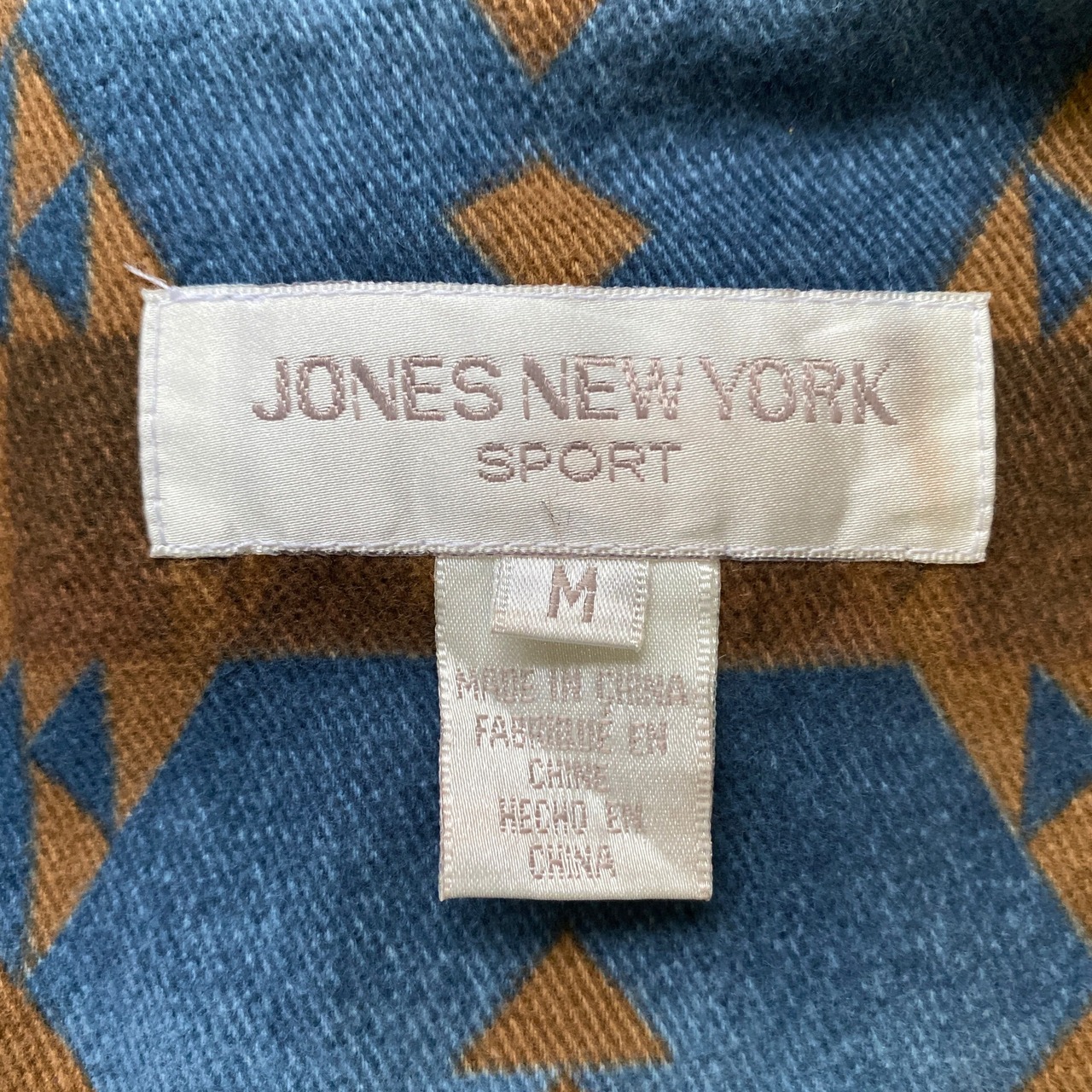 JONES NEW YORK ネイティブ柄 コンチョボタン ショールカラー コットン 