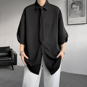 Ice Silk Drape 3/4-Sleeve Shirt(MT1583)