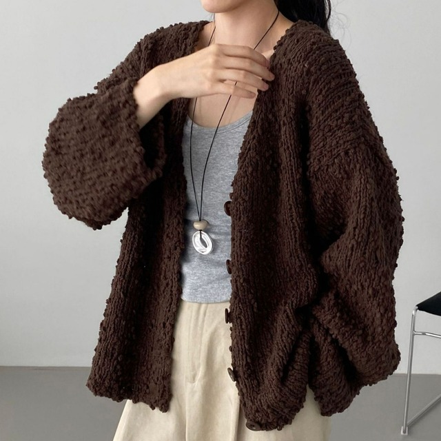 v-neck oversize knit cardigan J00071