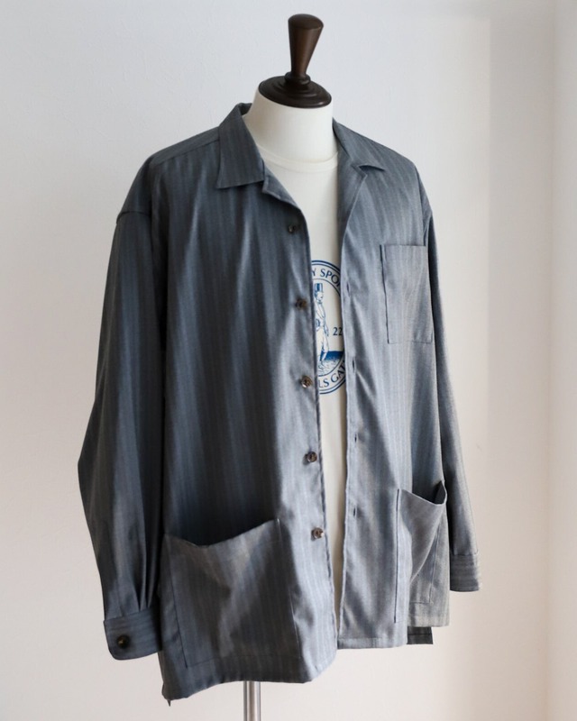 【新品】MINTENS Vintage Loro Piana made in Italy Fabric special shirts jacket made in JAPAN ／イタリア製 ロロ・ピアーナ ヴィンテージ生地 シャツ ジャケット ライトグレー 日本製 ウール  オリジナルブランド  サイズ① 表記M (※実寸16〜16H L程度）、サイズ② 表記L (※実寸17〜17H XL程度）