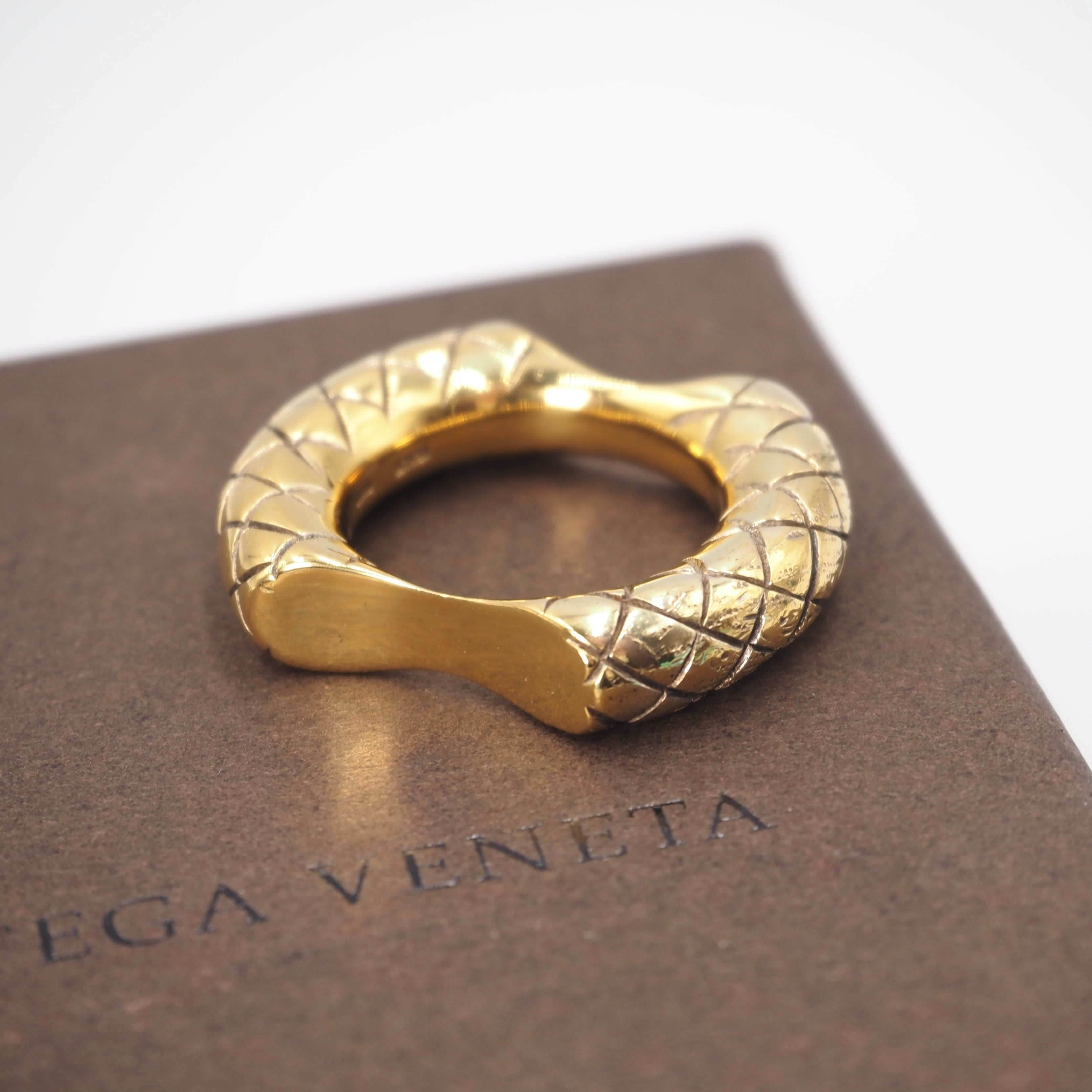 BOTTEGA VENETA 約14号 イントレチャートリング シルバー925 ゴールド ボッテガヴェネタ 付属品付き