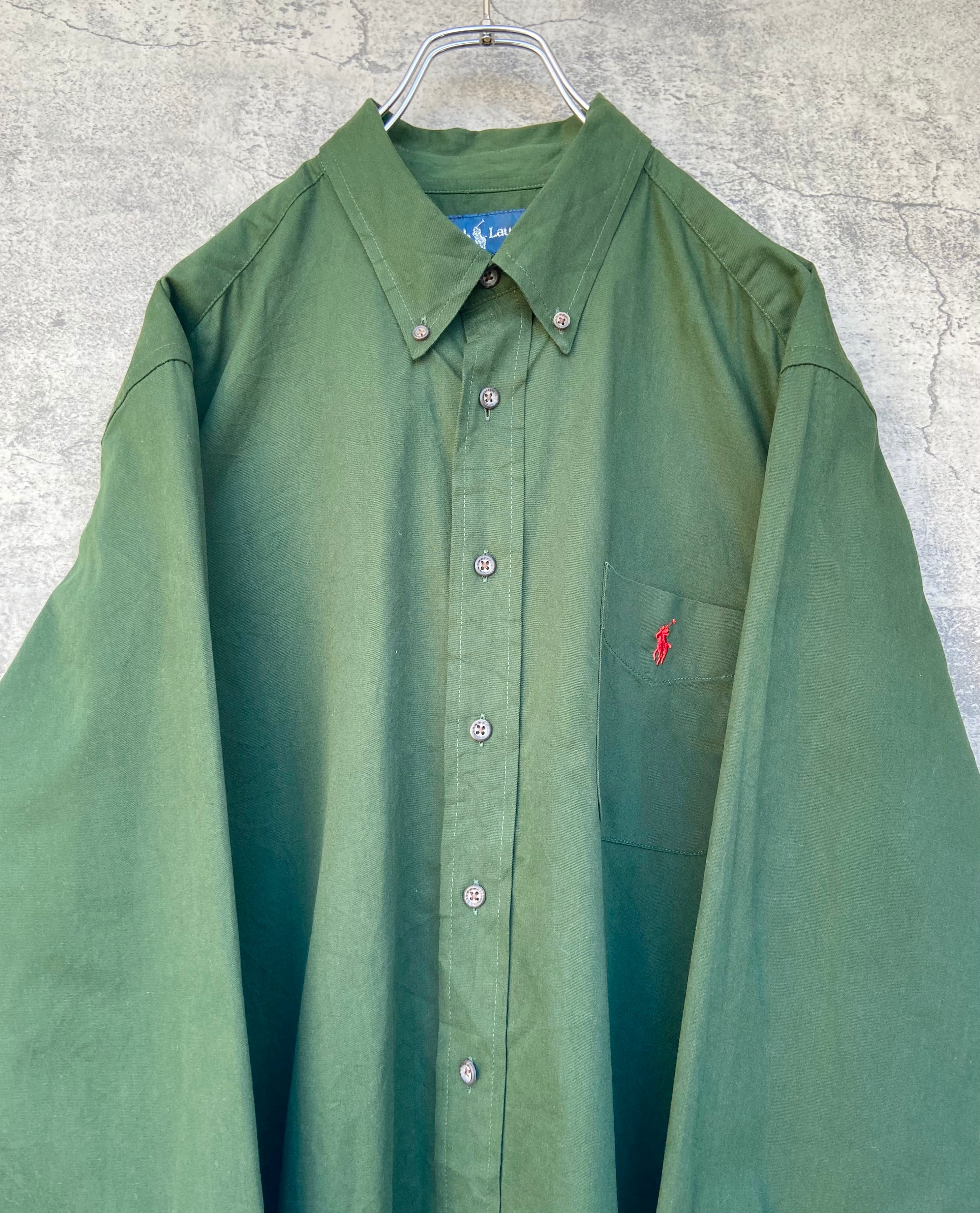 美品 POLO RALPH LAUREN /ポロ ラルフローレン 90s 緑 長袖 ...