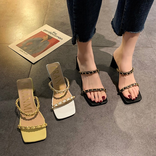 サンダルサマースタイルレッドミュール ハイヒール 靴 シューズ 夏物 部族の婦人靴98271728551