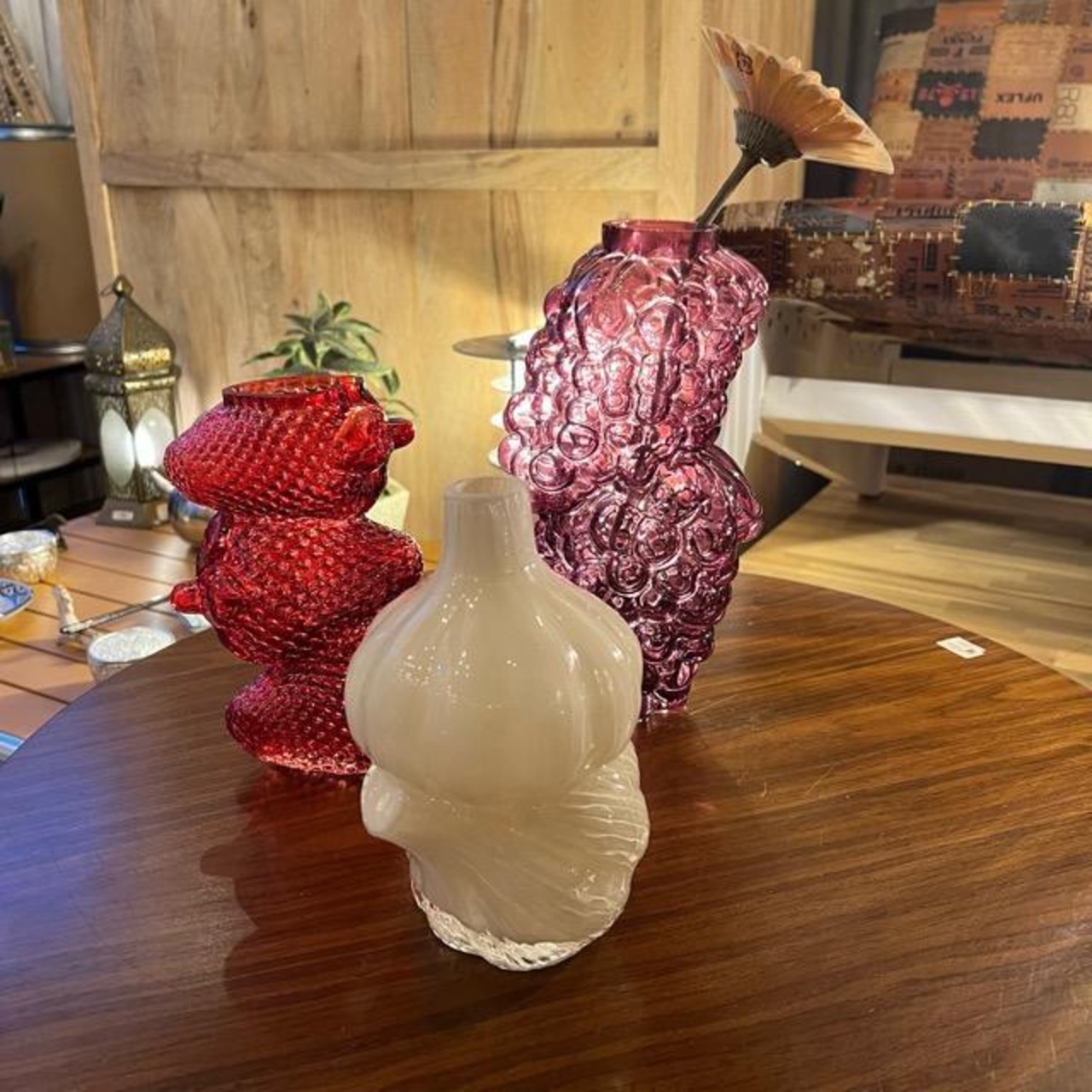 FRUIT GLASS VASE　Garlic　flower vase　フラワーベース 花瓶　花　フルーツ　野菜　ガーリック　にんにく　ギフト　プレゼント