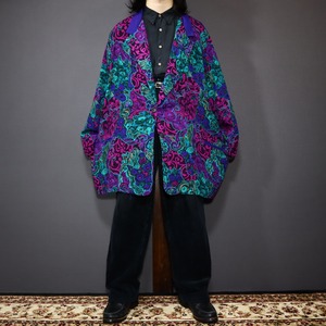 "made in USA" big silhouette psychedelic design jacket cardigan