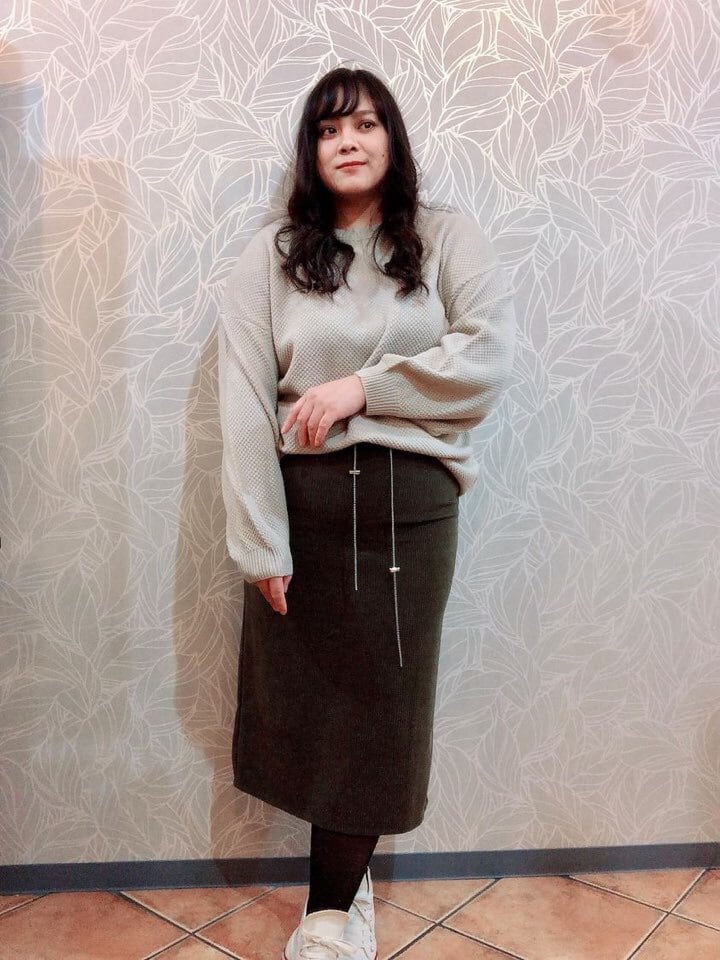 コーデュロイAラインスカート バックスリット ドロスト オフィス カジュアル CH8089