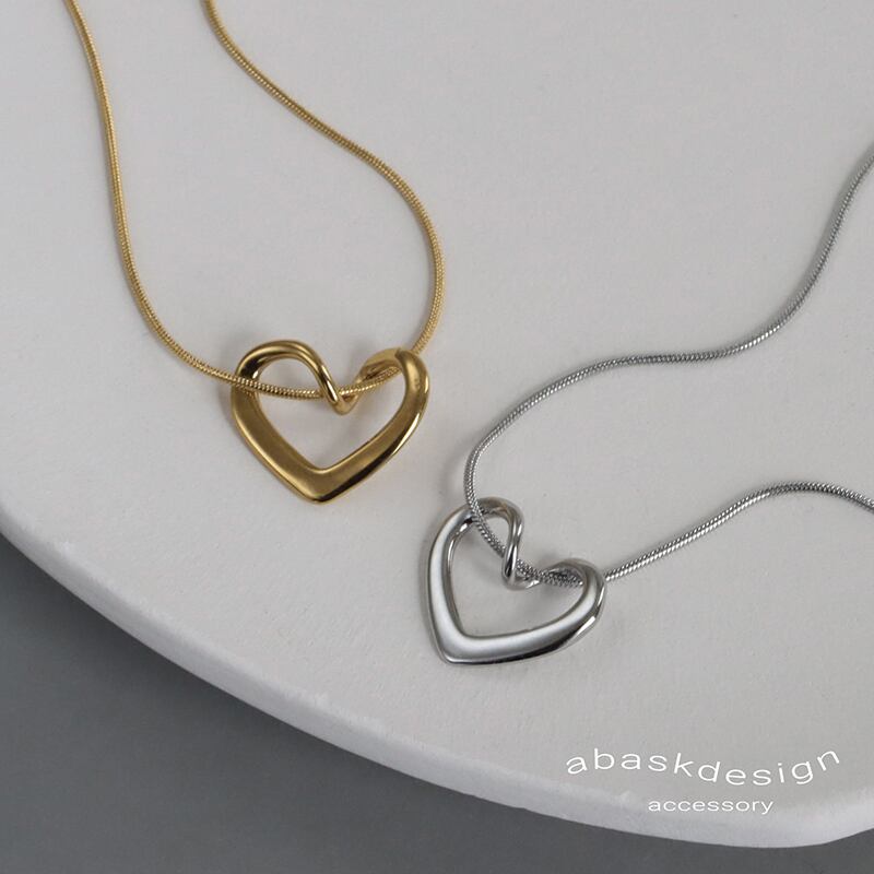 ハート型金属製ネックレス 金属アレルギー対応 】 ビッグハートネックレス サージカルステンレス