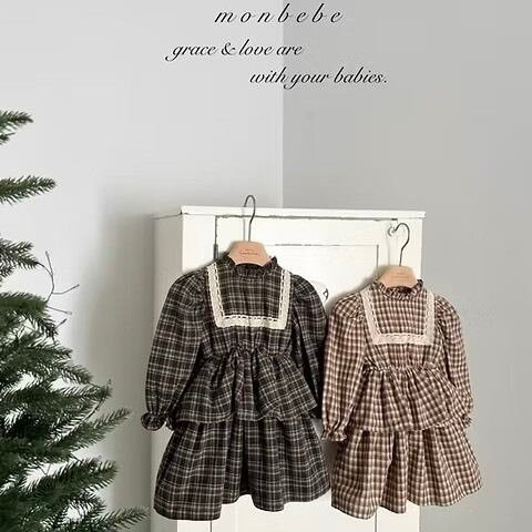 《予約》monbebe ¨ lope check dress