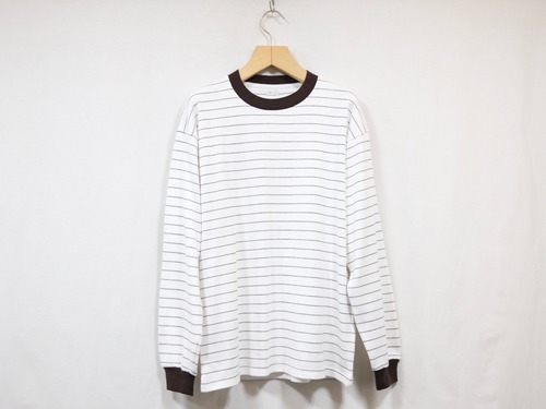 MY__ “ STRIPED LONG SLEEVE T-SHIRT “ WHITE/BROWN