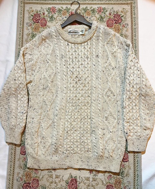 90's "カラーネップ入り" fisherman  sweater【L】