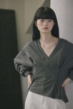DU260712 Vneck Tuck Design Sweat