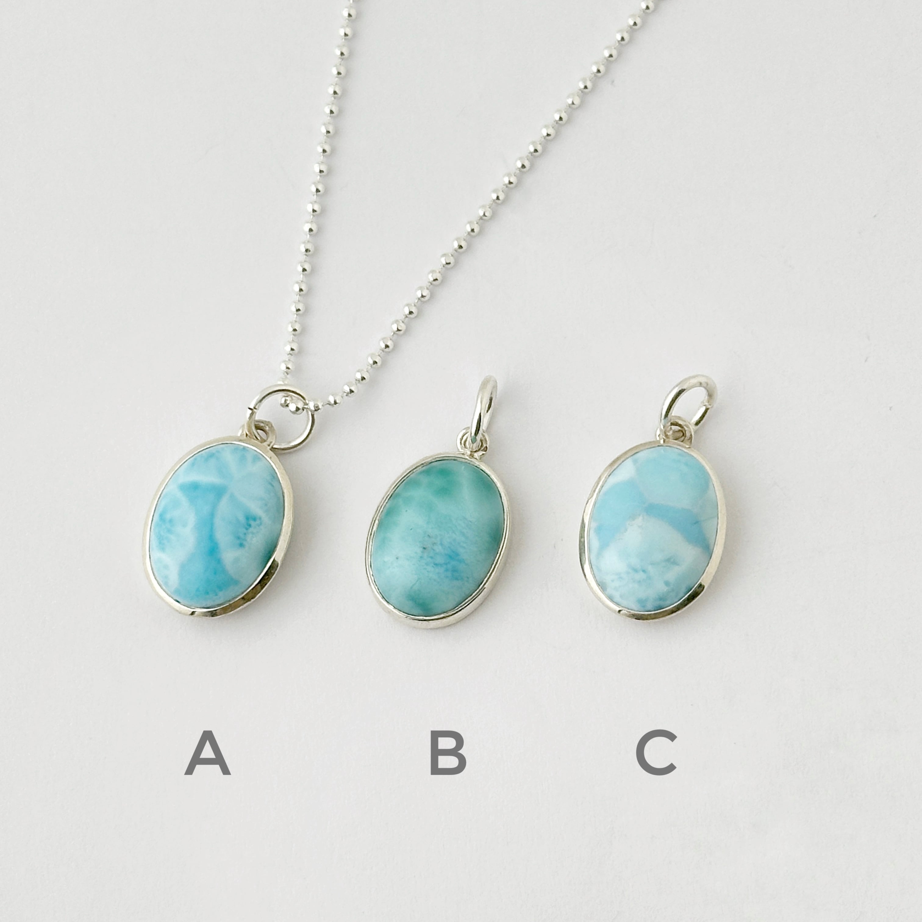 Lagoon Original ラリマー シンプル オーバル ペンダント Lサイズ