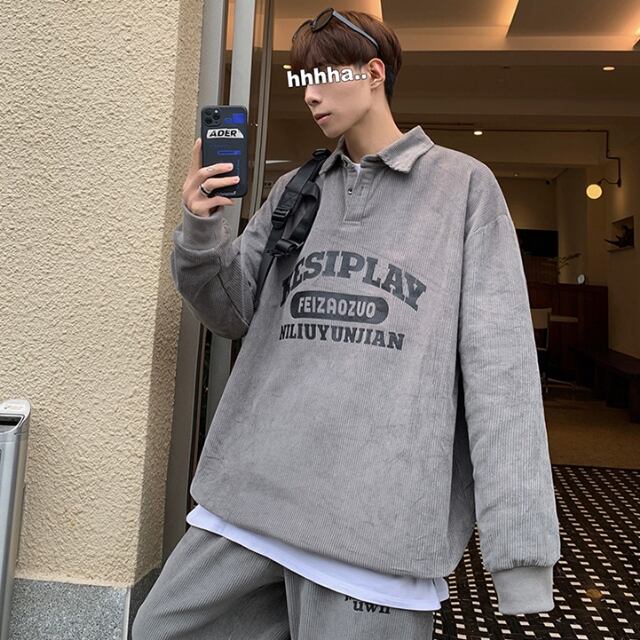 予約販売】メンズ セットアップ 無地 シンプル コーデュロイ ブラック